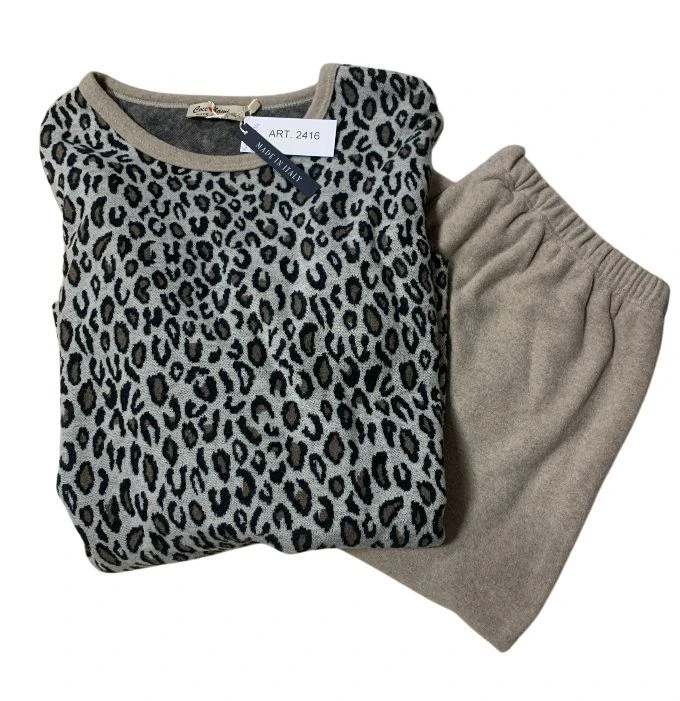 Pigiama Donna Cotone Felpato Punto Milano Coccolami 2416 Outlet 2 Pigiama Donna Cotone Felpato Punto Milano Coccolami 2416 Outlet - immagine 2