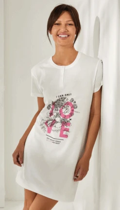 Camicia Da Notte M/m Cotone Jersey Coveri Outlet