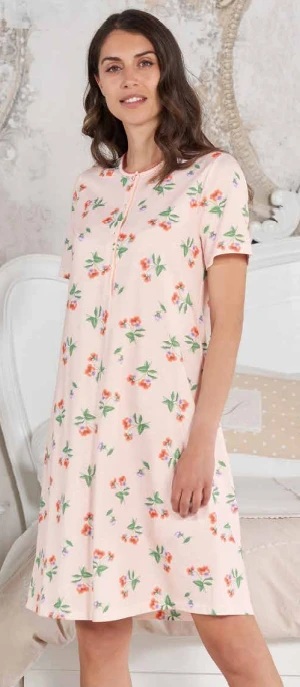 Camicia Da Notte Mezza Manica 100% Cotone Jersey Linclalor 74438 1 Camicia Da Notte Mezza Manica 100% Cotone Jersey Linclalor 74438