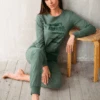 Tuta Casa Donna Cotone Pesante Jadea Home 5159 -Negozio al dettaglio Intimo-Outlet verde
